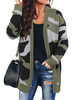 Pullover Cardigans Hunter Green Acryl Camouflage Langarm Damen Cardigans