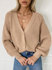 Pullover Cardigans Khaki Acrylknöpfe Langarm Ärmel Cardigans mit V-Ausschnitt für Frauen