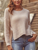 Pullover für Frauen Aprikosen Split Front Jewel Neck Langarm Polyester Pullover