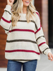 Pullover für Frauen Aprikosenstreifen Jewel Neck Langarmpullover