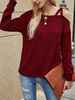 Pullover für Frauen Burgunder Bateau Neck Long Sleeves Open Shoulder Polyester Pullover