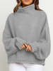 Pullover für Frauen Graue Langarmpullover mit hohem Kragen