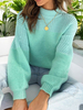 Pullover für Frauen Green Jewel Neck Langarm Polyester Pullover