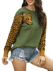 Pullover für Frauen Hunter Green Animal Print Jewel Neck Langarm Acrylpullover