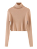 Pullover für Frauen Khaki Hoher Kragen mit langen Ärmeln Polyester Pullover