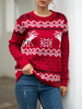 Pullover für Frauen Roten Weihnachtsmuster Jewel Neck Pullover mit langen Ärmeln