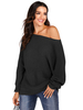 Pullover für Frauen Schwarz Bateau-Ausschnitt Langarm Pullover