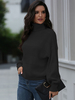 Pullover für Frauen Schwarze High Collar Langarm Acrylpullover