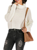 Pullover für Frauen Weiße High Collar Long Sleeves Acryl Loose Sweater