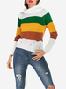 Pullover für Frauen Weiße Streifen Hoher Kragen Lange Ärmel Kurze Pullover