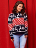 Pullover für Frauen Weihnachtsmuster Jewel Neck Langarm Polyester Pullover