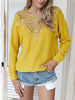 Pullover für Frauen Yellow Jewel Neck Langarm Polyester Pullover