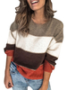 Pullover Strickjacke-Frauen-Farben-Block-Juwel-Ausschnitt-Ärmel Pullover Strick