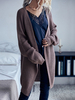 Pullover Strickjacken Kaffeebraun Polyester Paspel Lange Ärmel Stretch Strickjacken