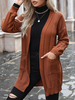 Pullover Strickjacken Kaffeebraun Polyester Taschen Lange Ärmel V-Ausschnitt Oversized Strickjacken