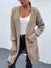 Pullover Strickjacken Khaki Polyester Taschen Lange Ärmel Stretch Stretch Oversized Mantel