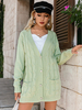 Pullover Strickjacken Pastellgrün Polyester Knöpfe Lange Ärmel V-Ausschnitt Stretch Lange Mäntel
