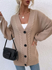 Pullover Strickjacken Polyester Knöpfe Lange Ärmel Khaki Strickjacken