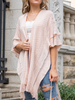 Pullover Strickjacken Rosa Polyester Fransen halbe Ärmel Stretch-Mantel