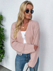 Pullover Strickjacken Rosa Polyester Knöpfe Lange Ärmel V-Ausschnitt Stretch Strickjacken