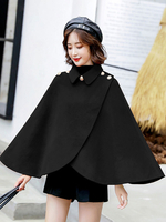 Punk Gothic Academic Lolita Poncho Schwarz Polyester Winter Poncho Cape Lolita Outwears