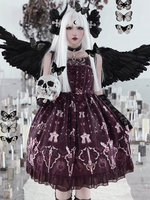 Punk Gothic Lolita JSK Kleid Rüschen Kastanienbraun Ärmellose Polyester Lolita Pullover Röcke
