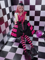 Punk Gothic Sweet Lolita JSK Kleid Hot Pink Ärmellose Polyester Harajuku Lolita Pullover Röcke