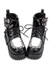 Punk Lolita Boots Metallic Buckle Schnürschuh Plateau Schwarz Lolita Booties