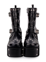 Punk Lolita Boots Rivet Metallic Buckle Platform Schwarze Lolita Schuhe