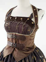 Punk Lolita Korsett 2020 Infanta Dunkel Brauen Ärmelless Chiffon Metalldetails Kummerbund Lolita Top