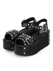Punk Lolita Sandalen Metallic Rivet Tülle Plattform Keilabsatz Schwarz Lolita Schuhe