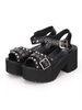Punk Lolita Sandalen Metallic Schnalle Rivet Tülle Plattform Chunky Heel Schwarz Lolita Schuhe