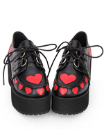 Punk Lolita Schuhe Sweetheart Zwei Ton Lace Up Schwarz Lolita Schuhe
