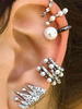 Punk Ring Set Perle Strass Silber Frauen Ohrring Stud