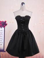 Punk-Stil Schwarzes ärmelloses Baumwolle Lolita Kleid