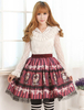 Purplish Red Printed Lolita Rock Polyester gedruckt Black Lace Trim