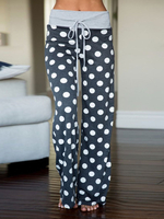 Pyjama Lounge Hosen Frauen Polka Dot Pants Kordelzug gerade Beinhosen