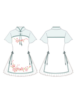 Qi Lolita OP Kleid Bänder bestickt Mint Green chinesischen Stil Lolita einteiliges Kleid