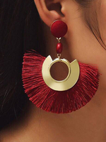 Quaste Ohrringe Fringe Hoop Button bedeckt Ohrringe Boho Schmuck