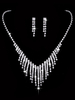 Quasten Hochzeit Halskette Set Silber Strass Schmuck Set Braut Ohrringe und Halskette