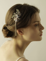 Quasten Hochzeit Kopfschmuck Gold Perlen Blume Haarspange Braut Haar Zubehör