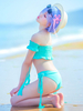 Re Zero Startleben in einer anderen Welt Rem Badeanzug Mintgrün Summer Beach Sweet Bikini Cosplay Kostüm Set