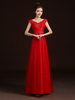 Red Abendkleider Spitze Tüll Long Prom Dress Sicke Applique Sash bodenlangen Abendkleid