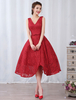 Red Cocktailkleider L 2021 ace V-Ausschnitt Short Abendkleid Bow Sash Backless Tee Länge Party Kleider