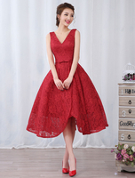 Red Cocktailkleider L 2021 ace V-Ausschnitt Short Abendkleid Bow Sash Backless Tee Länge Party Kleider