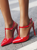 Red High Heels Spitze Zehe-T Typ Stiletto Vintage-Schuhe für Frauen