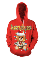 Red Hoodie Weihnachtsoberteile Polyester Weihnachtsmuster Casual Holidays Kostüme Hoodies