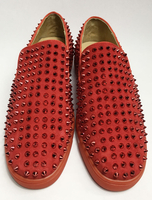 Red Loafers Leder Spike Schuhe Männer Runde Zehe flache Slip on Schuhe