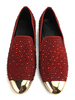 Red Loafers Männer Gold Crystal Studs flache Schuhe Metall Details Strass Casual Slip On Schuhe