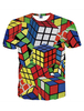 Red Men T Shirt 3D Drucken Zauberwürfel Plus Größe Kurzarm T-Shirt